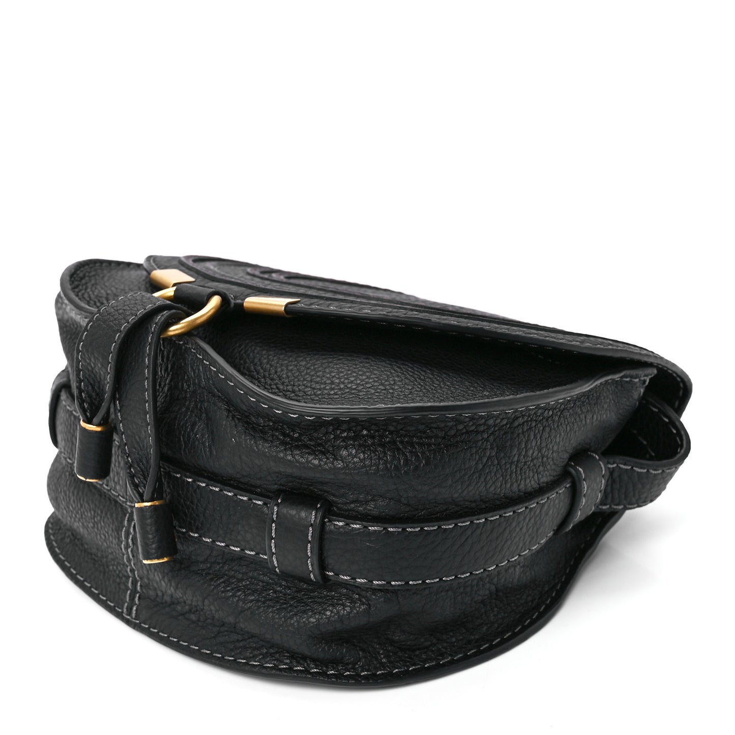 Calfskin Mini Marcie Round Crossbody Bag Black