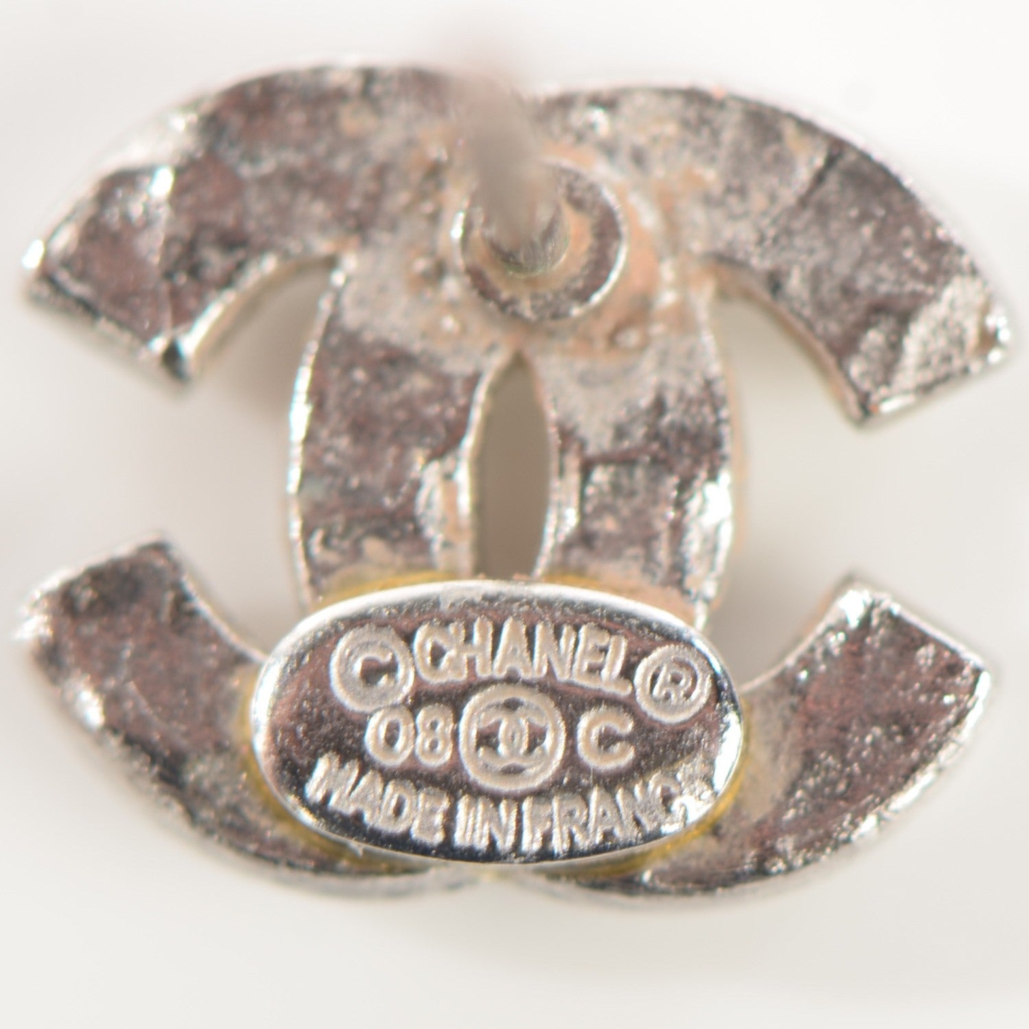 Chanel Crystal Timeless CC Earrings Silver 5 of 5