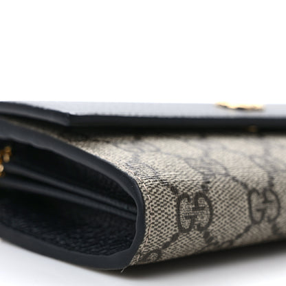 Gucci Dollar Calfskin GG Supreme Monogram Petite GG Marmont Wallet Chain Bag Black Beige Ebony 9 of 11