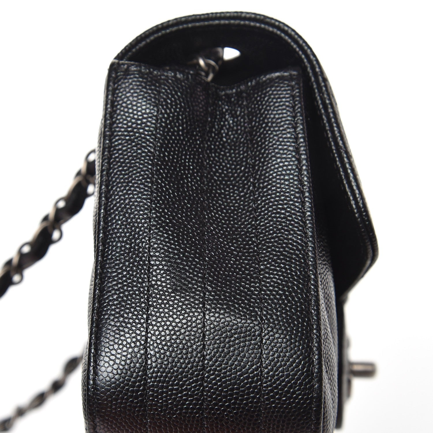Chanel Iridescent Caviar Chevron Quilted Mini Rectangular Flap Black 8 of 9