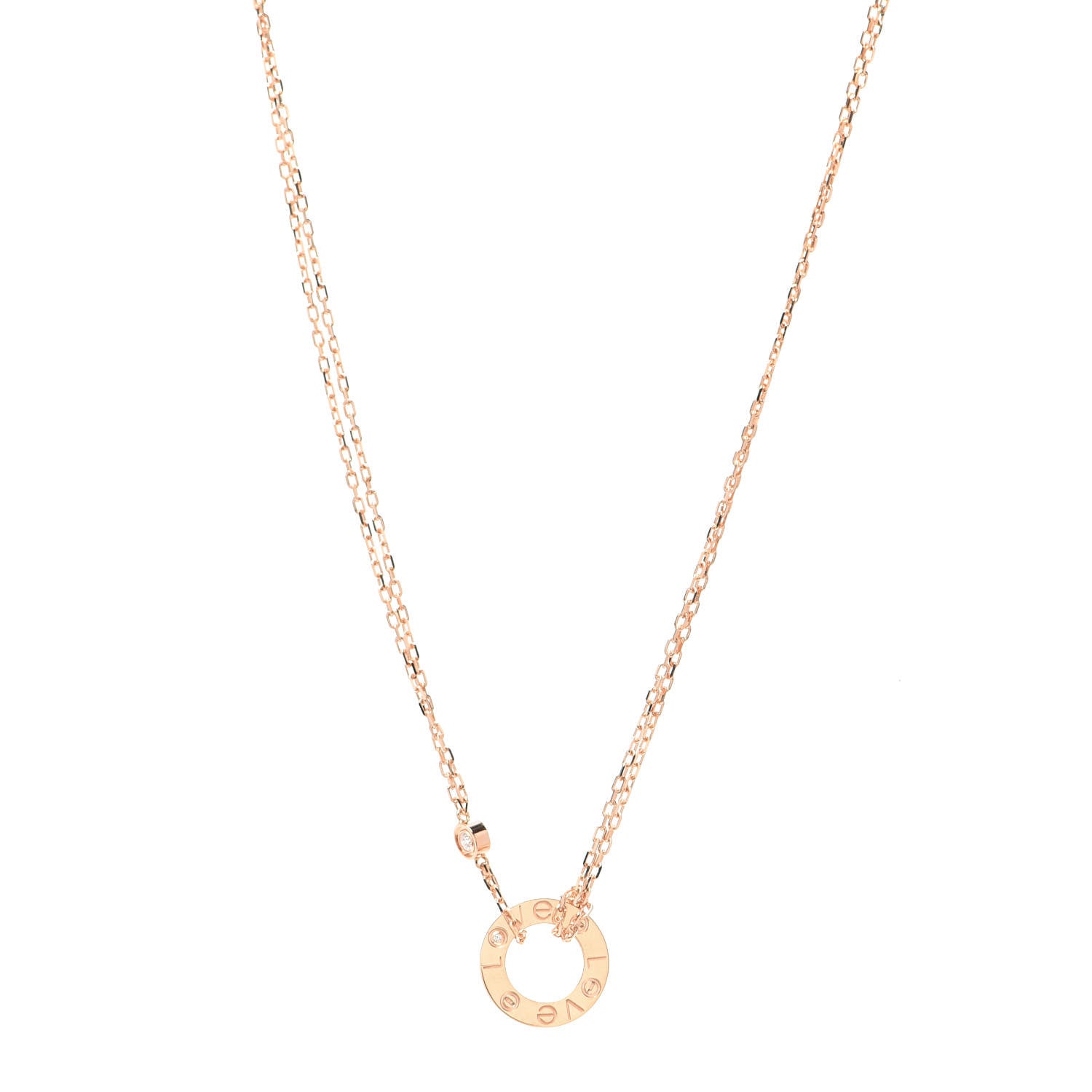 Cartier 18K Pink Gold 2 Diamond LOVE Necklace 1 of 7