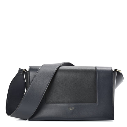 Celine Shiny Smooth Calfskin Medium Frame Shoulder Bag Black Navy 1 of 14