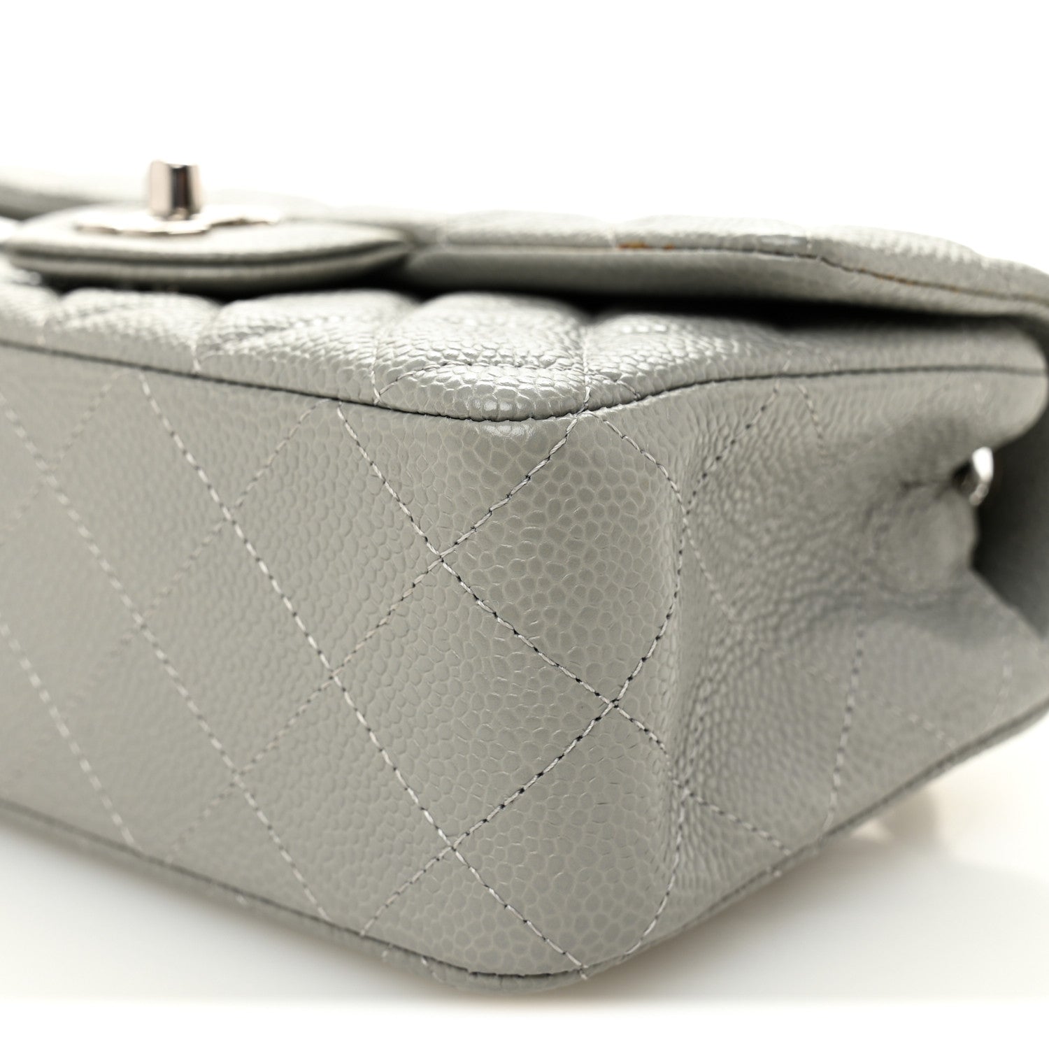 Chanel Caviar Quilted Mini Rectangular Flap Light Grey 11 of 13