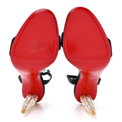 Christian Louboutin Satin Glossy Lipgloss Queen 100 Sandals 39 Black 5 of 11