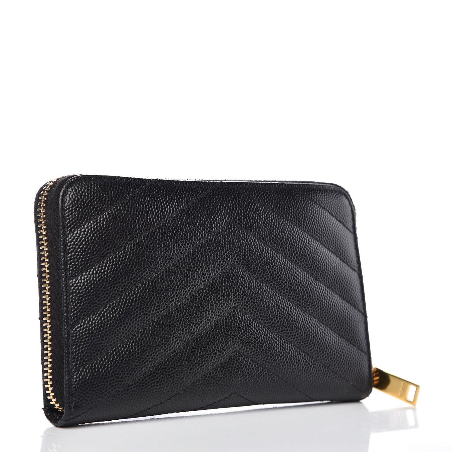 Grain De Poudre Matelasse Chevron Monogram Zip Around Wallet Black
