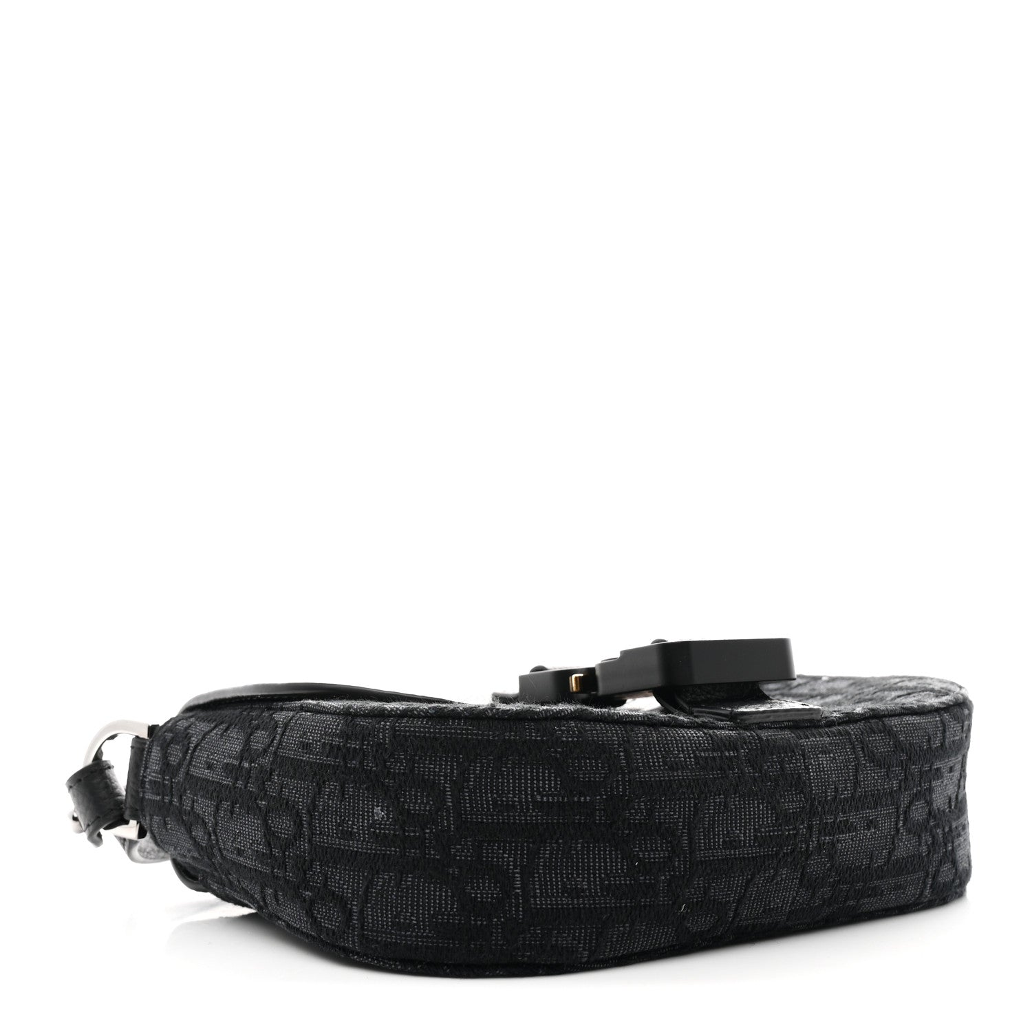 Christian Dior Oblique Jacquard Grained Calfskin Mini Saddle Messenger Bag With Flap Black 4 of 11