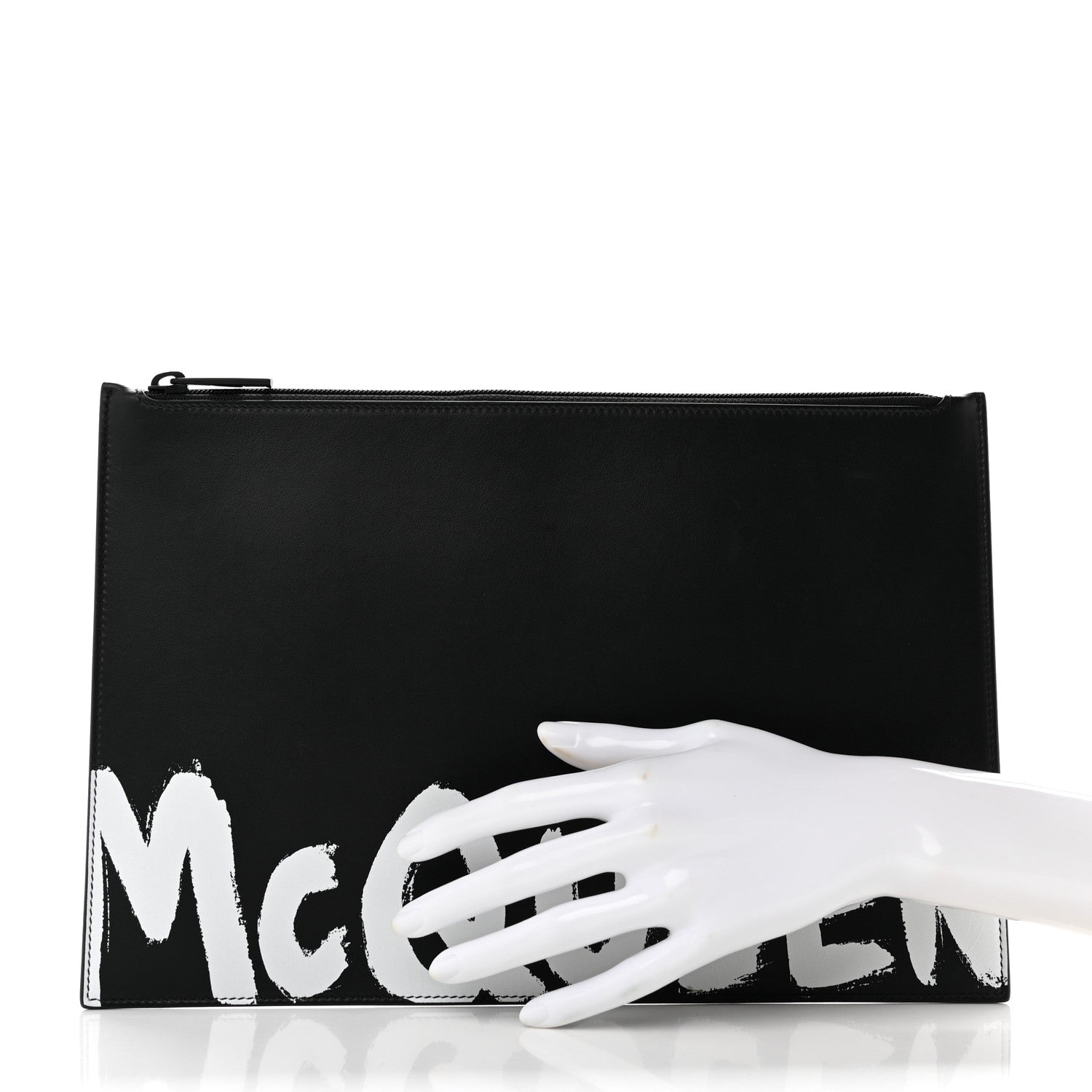 Alexander McQueen Calfskin Graffiti Zip Pouch Black 2 of 6