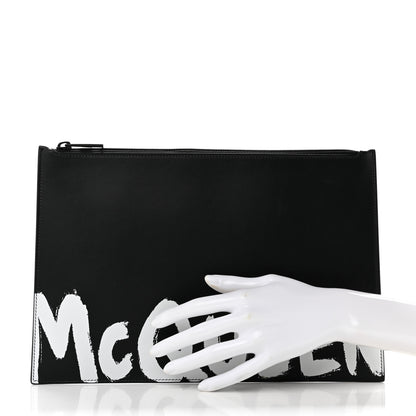 Alexander McQueen Calfskin Graffiti Zip Pouch Black 2 of 6