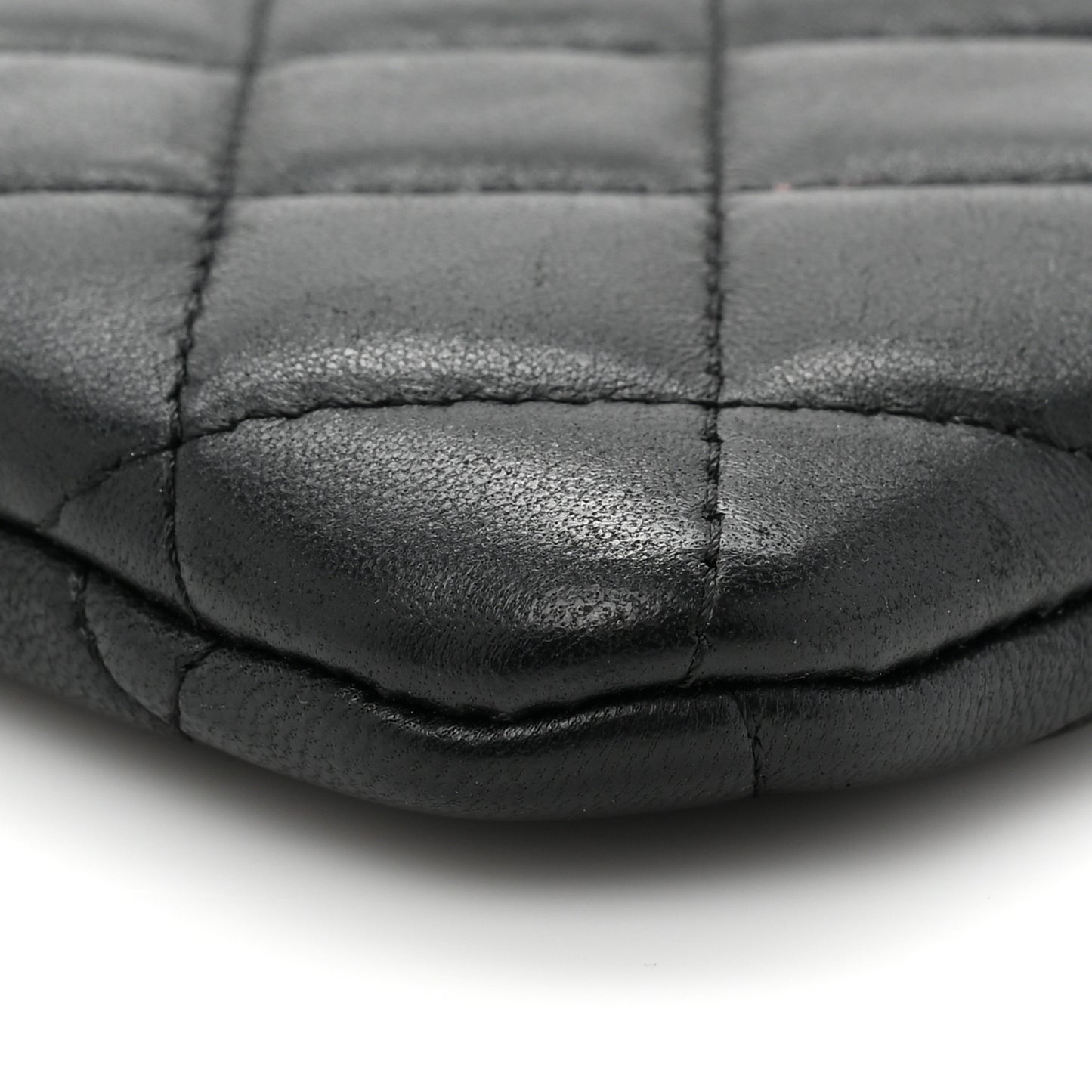 Lambskin Quilted Small Cosmetic Case Black