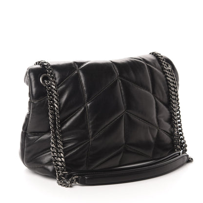 Saint Laurent Lambskin Quilted Small Loulou Puffer Monogram Chain Satchel Black 3 of 11