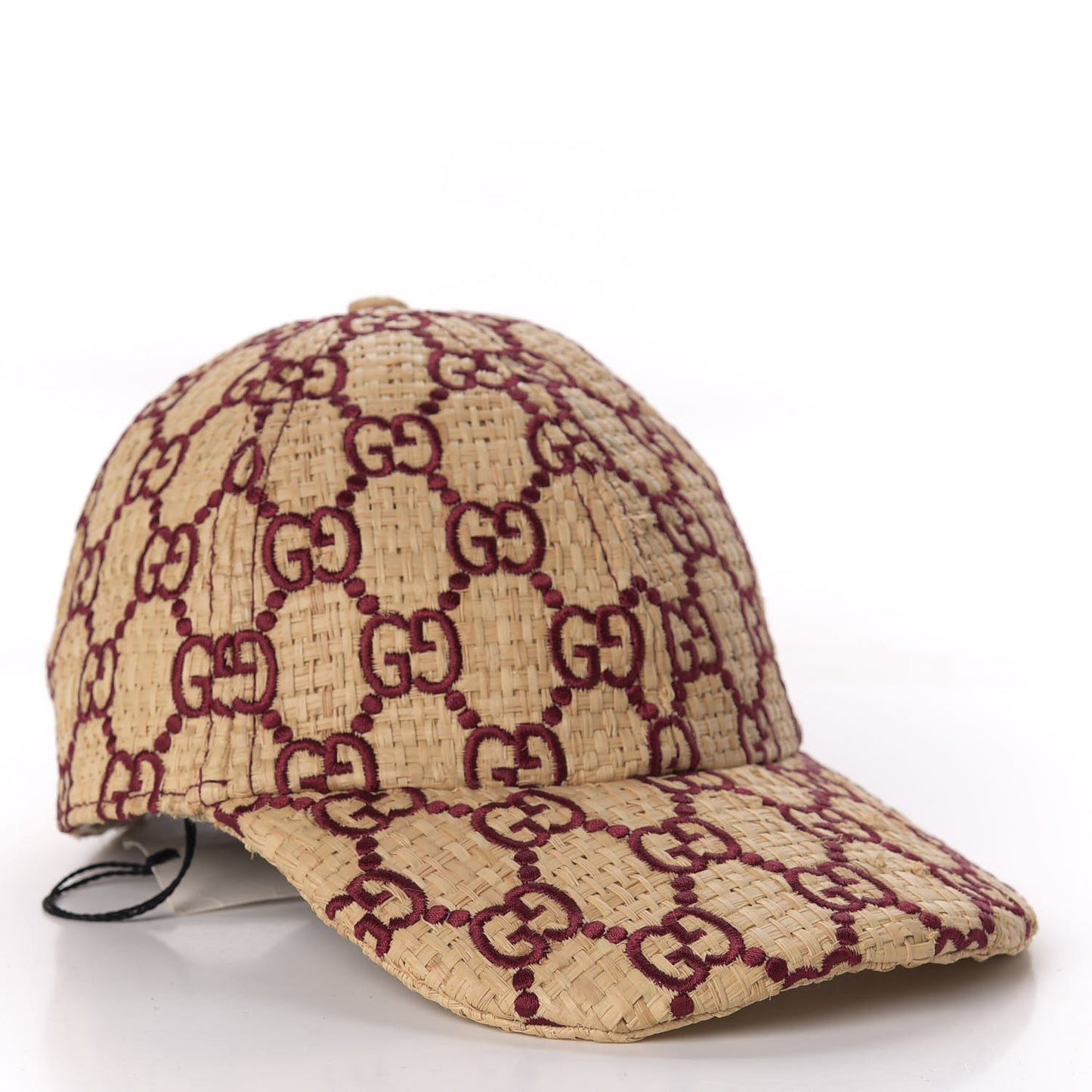 Raffia GG Monogram Elaphe Embroidered Aisha Baseball Hat L Ivory Bordeaux