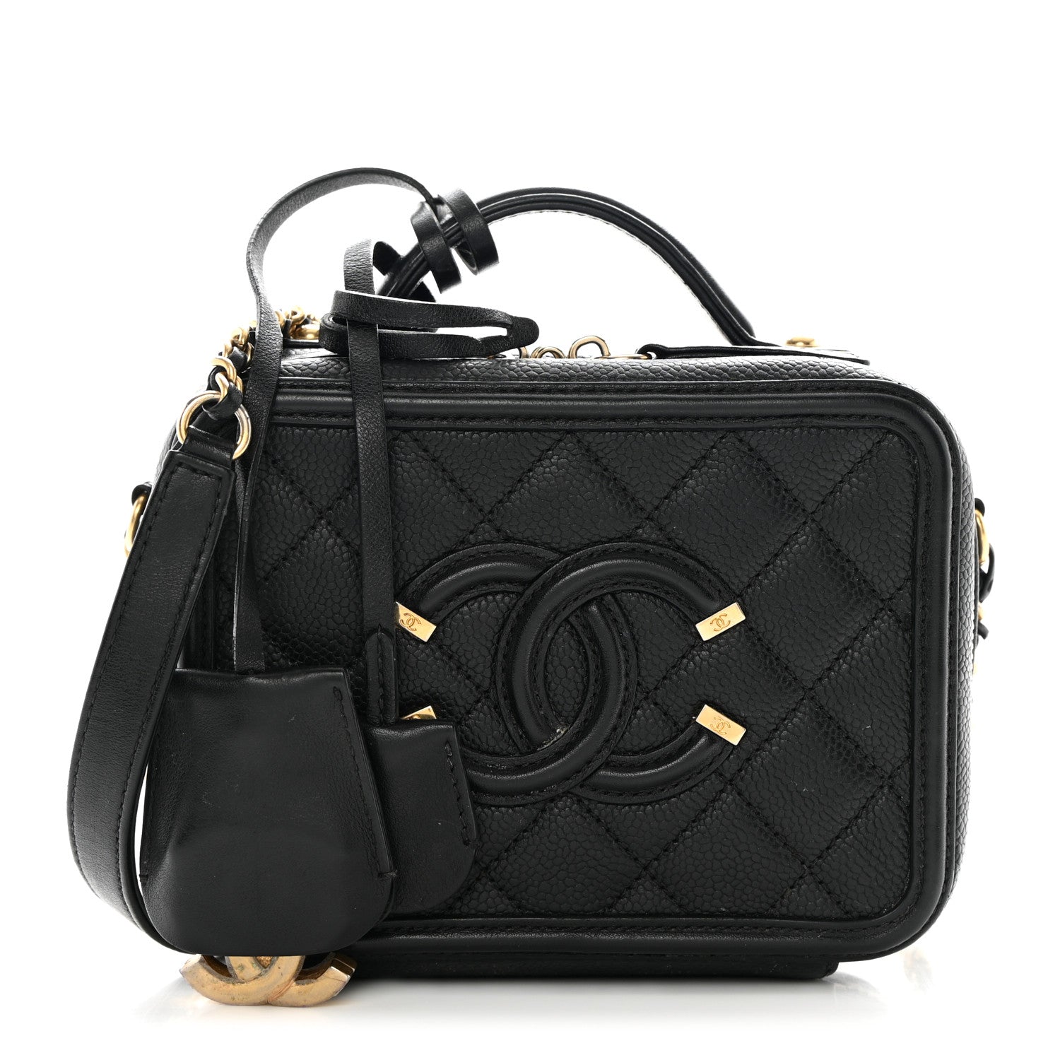 Chanel Caviar Quilted Small CC Filigree Vanity Case Black 1 of 18