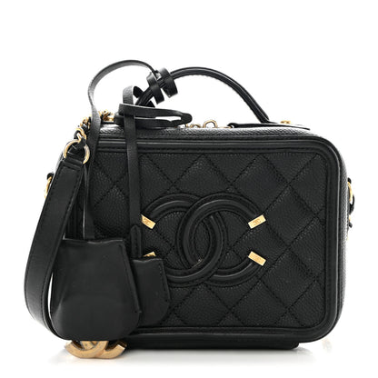 Chanel Caviar Quilted Small CC Filigree Vanity Case Black 1 of 18