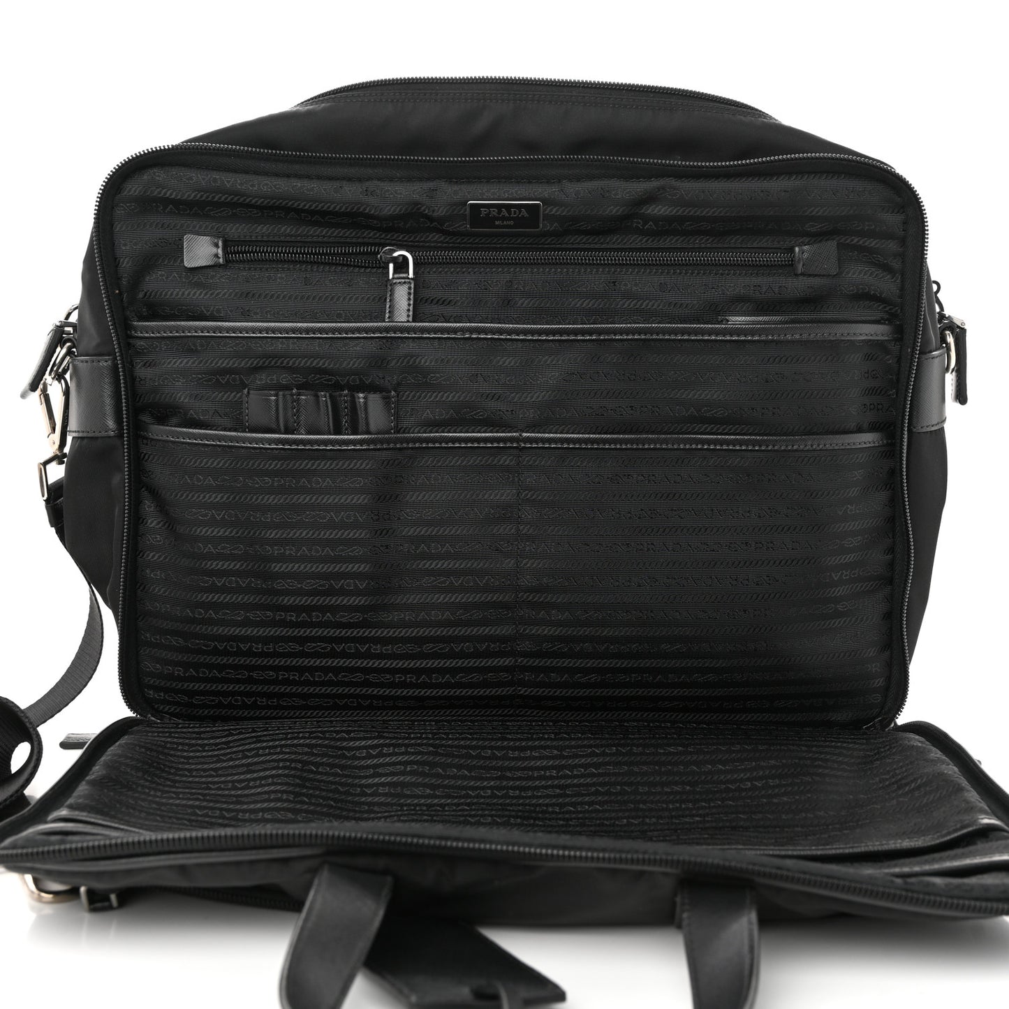 Tessuto Nylon Saffiano Briefcase Black
