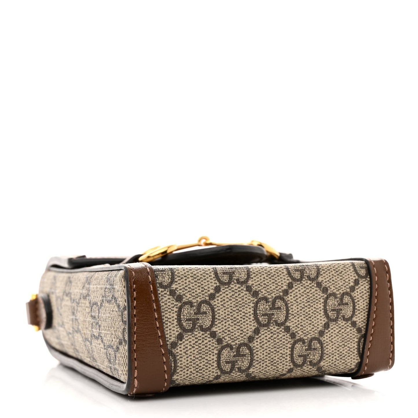 GG Supreme Monogram Mini Horsebit 1955 Crossbody Bag Beige Brown Sugar