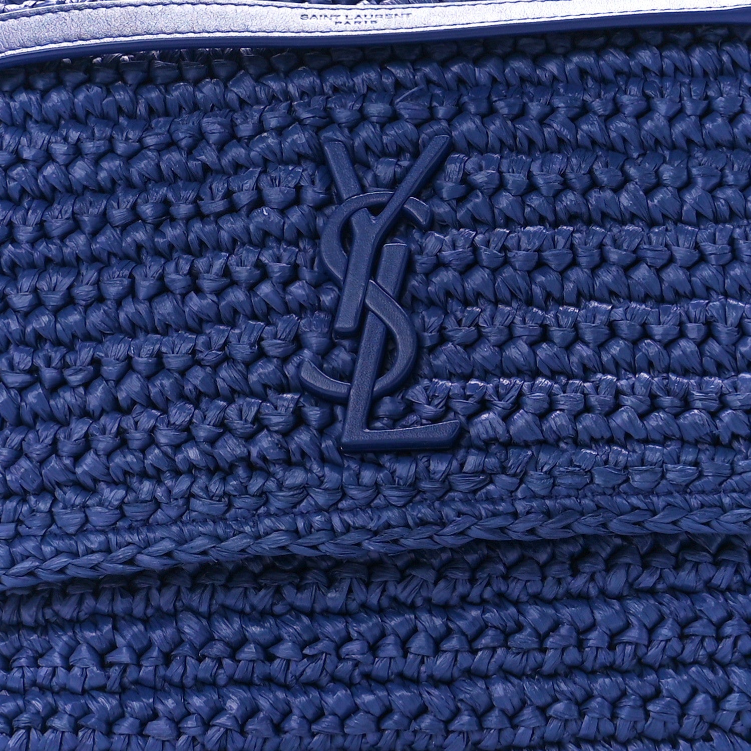 Saint Laurent Raffia Calfskin Monogram Medium Niki Chain Satchel Blue 9 of 12