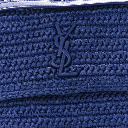 Saint Laurent Raffia Calfskin Monogram Medium Niki Chain Satchel Blue 9 of 12