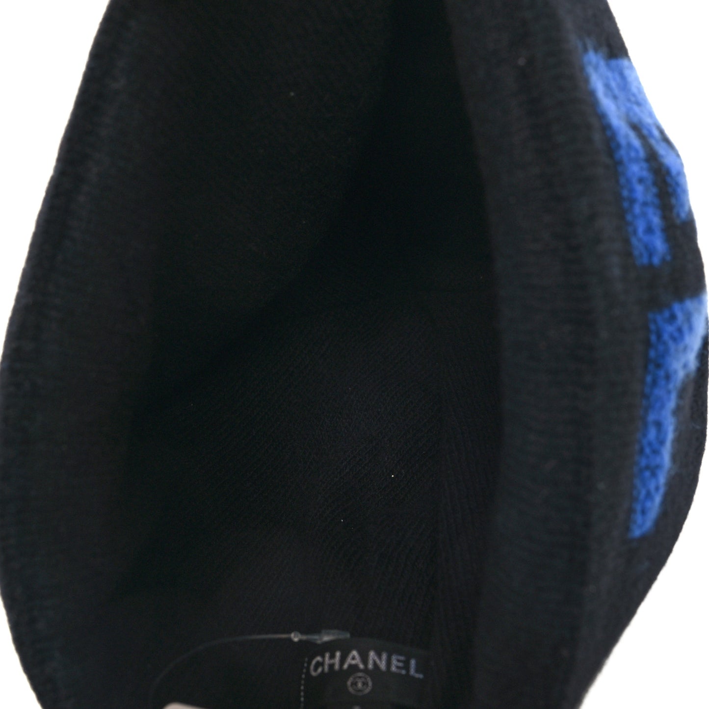 Wool Cashmere Logo Beanie Hat Black Blue