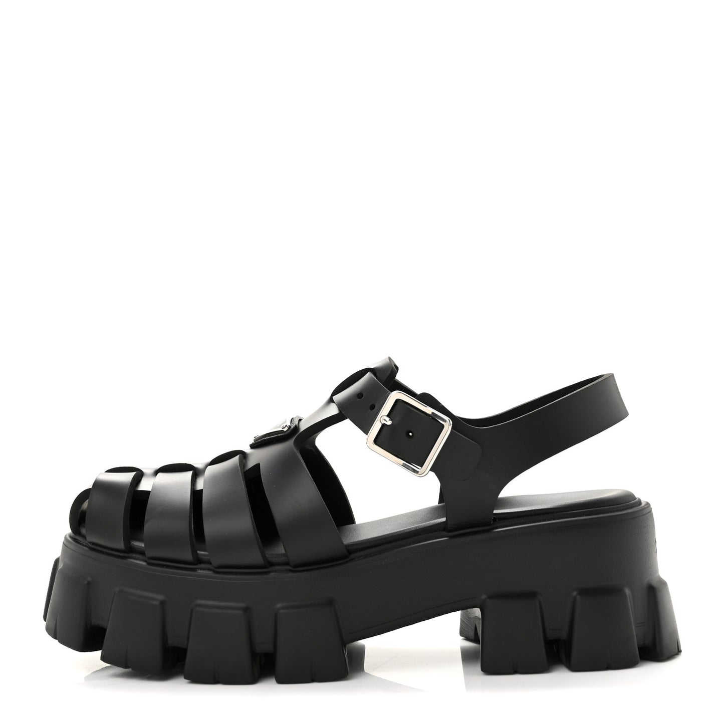 Foam Rubber Triangle Logo Monolith 55mm Cage Sandals 38 Black