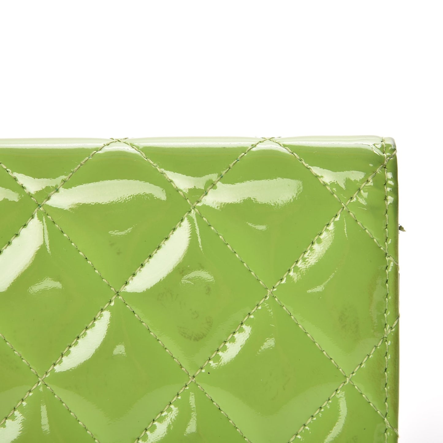 Patent Quilted Brilliant Yen Wallet Green