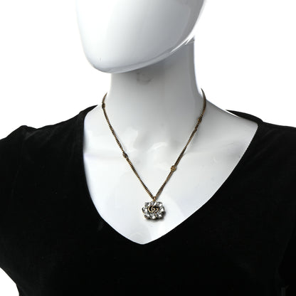Gucci Crystal Embellished Double G Necklace Aged Gold 2 of 6