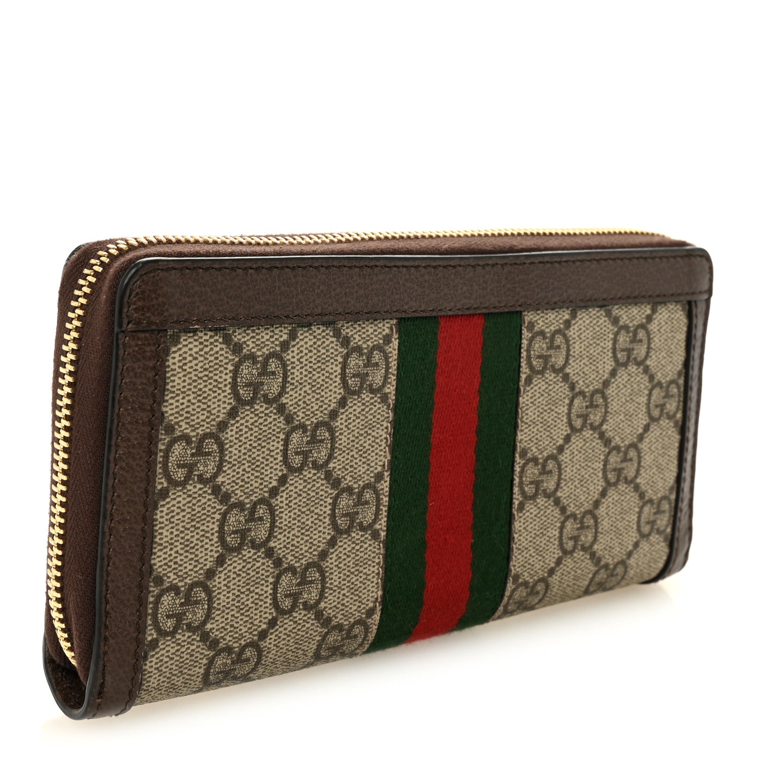 Gucci GG Supreme Monogram Web Ophidia Zip Around Wallet Brown 3 of 8