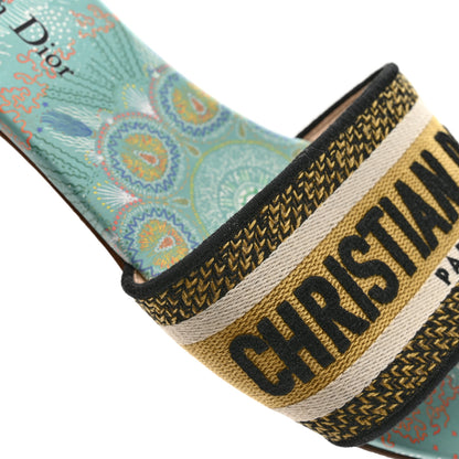 Christian Dior Canvas Embroidered Dior In Lights Dway Mules Slide Sandals 38 Multicolor 11 of 12