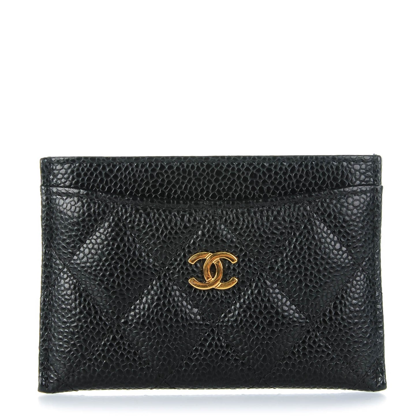 Caviar Quilted Card Holder Black