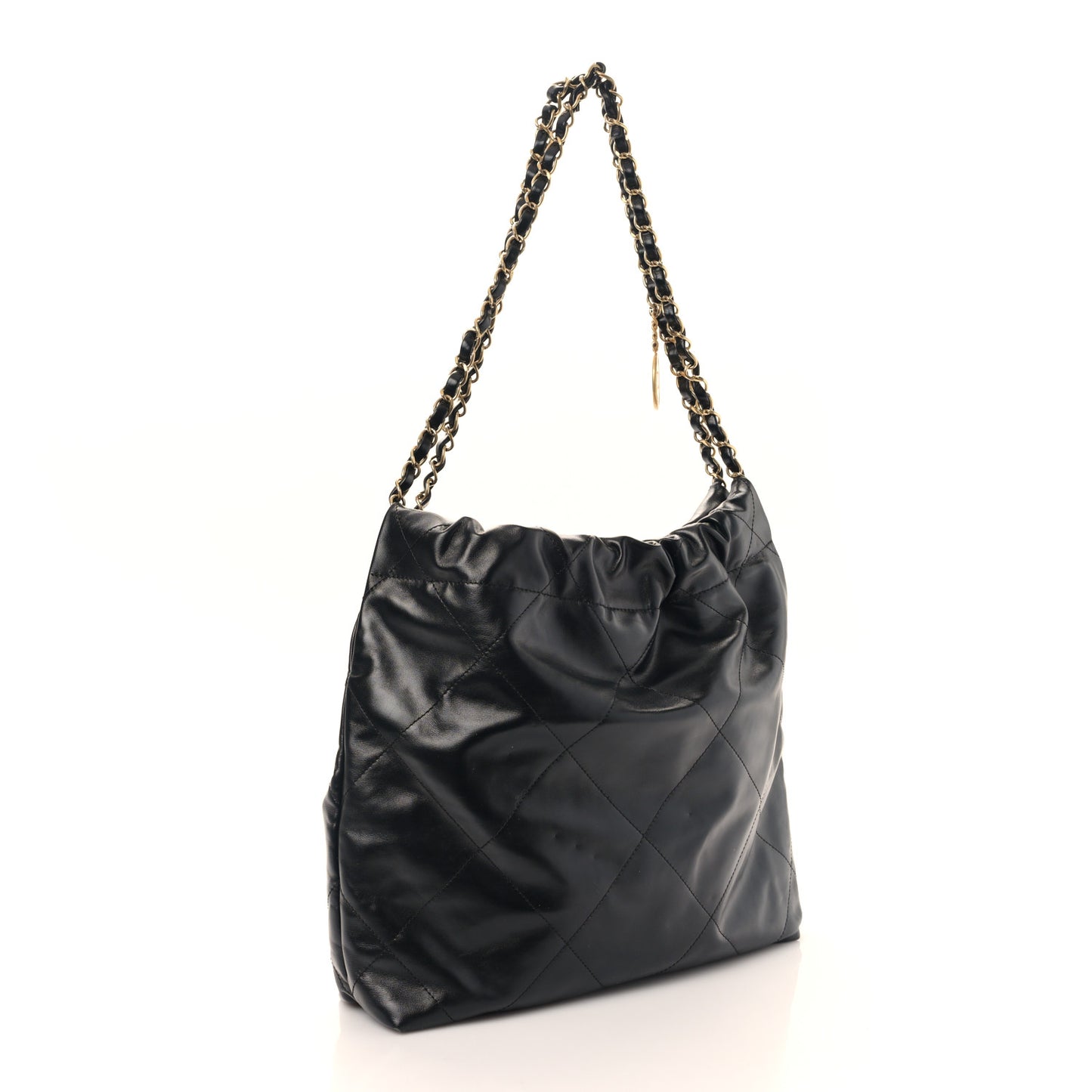 Shiny Calfskin Quilted Small Chanel 22 Black