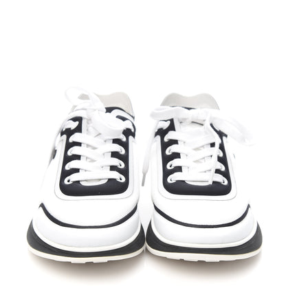 Chanel Lycra Womens CC Sneakers 36.5 White Black 2 of 8