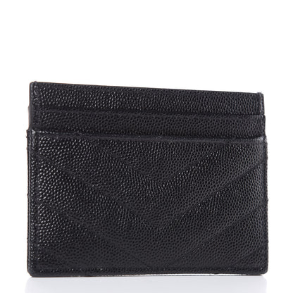 Saint Laurent Grain De Poudre Matelasse Chevron Monogram Credit Card Case Black 3 of 7