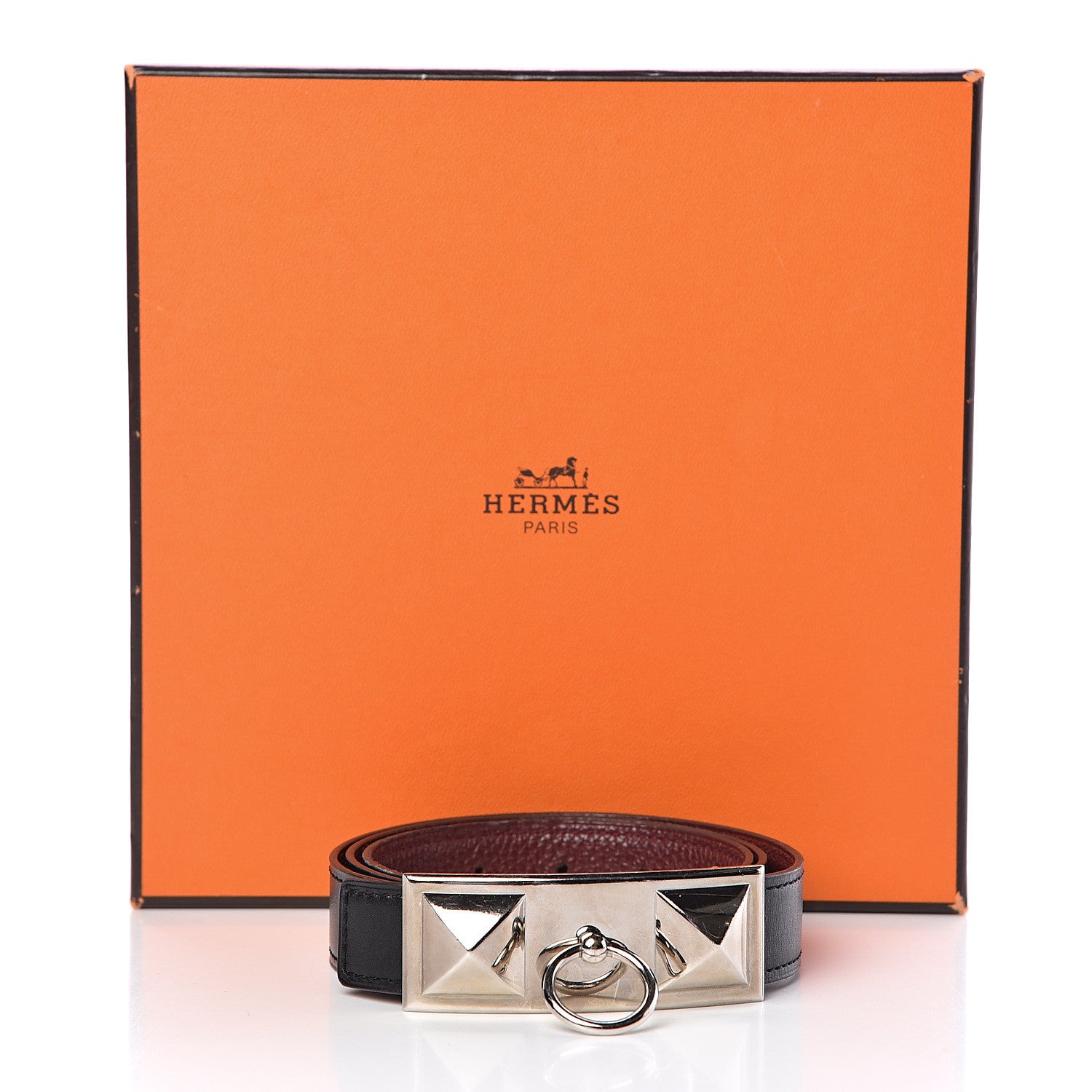 Hermes Box Togo 24mm Sydney Belt 85 Black Rouge H 7 of 7