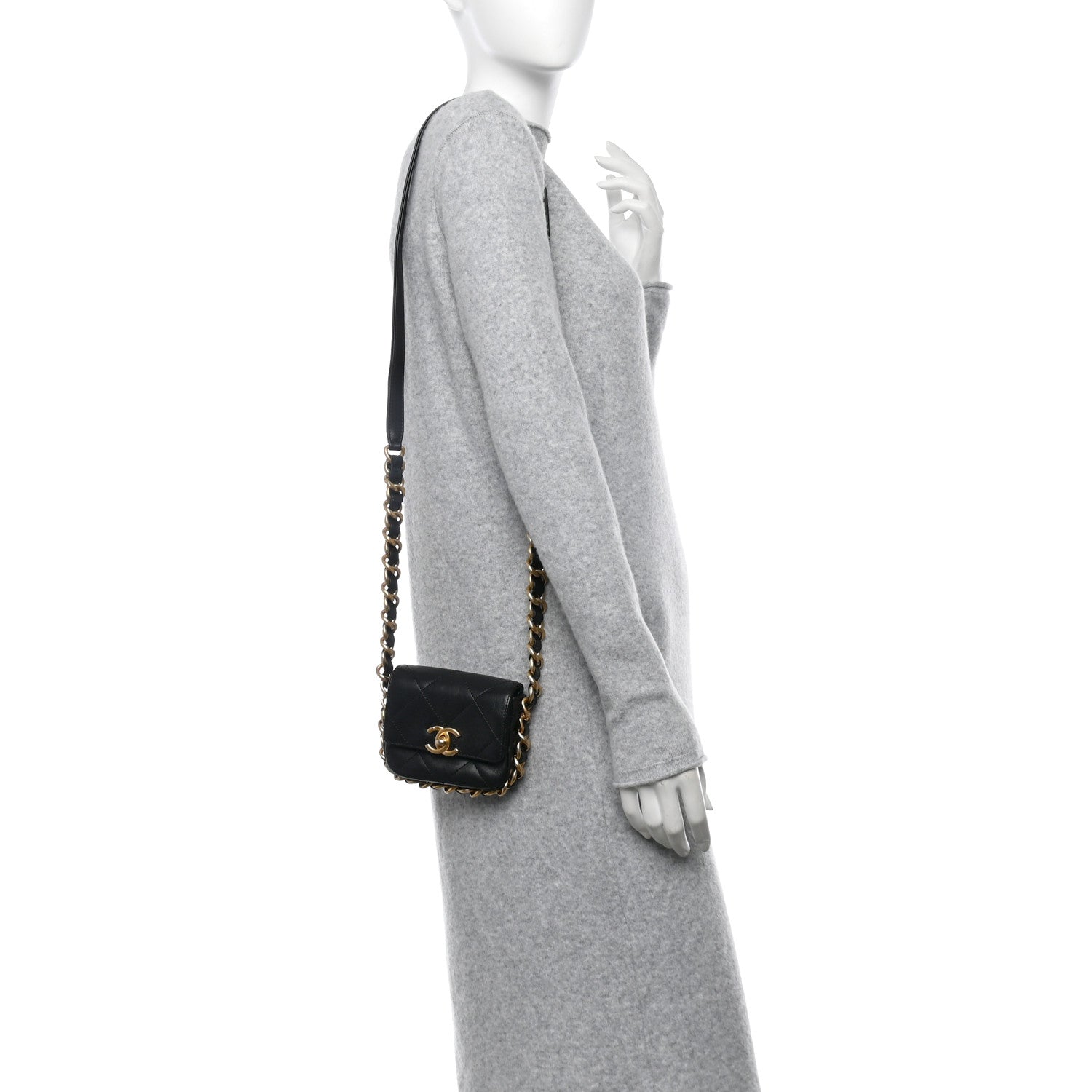 Chanel Calfskin Quilted Mini Framing Chain Bag Black 2 of 11