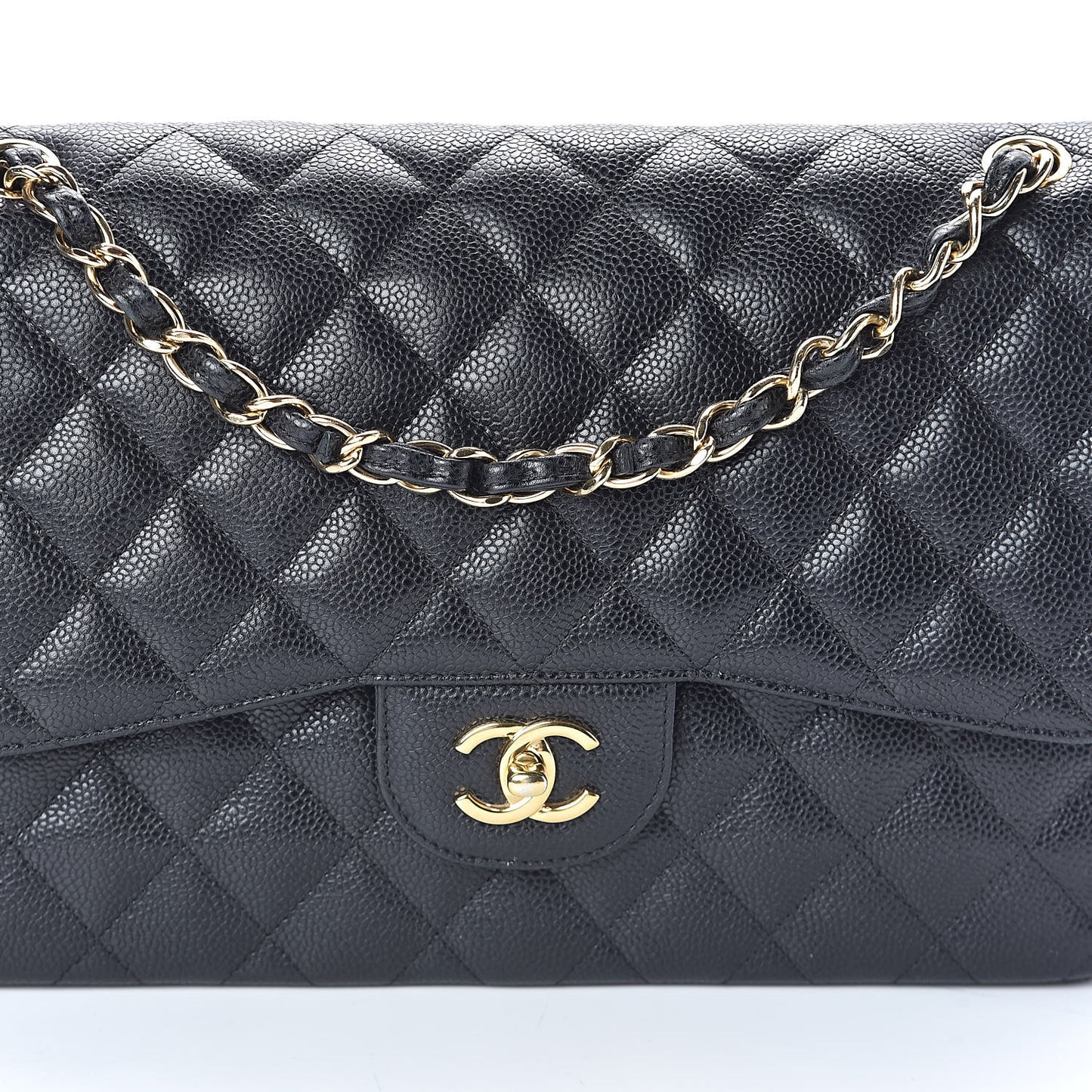 Caviar Quilted Jumbo Double Flap Black