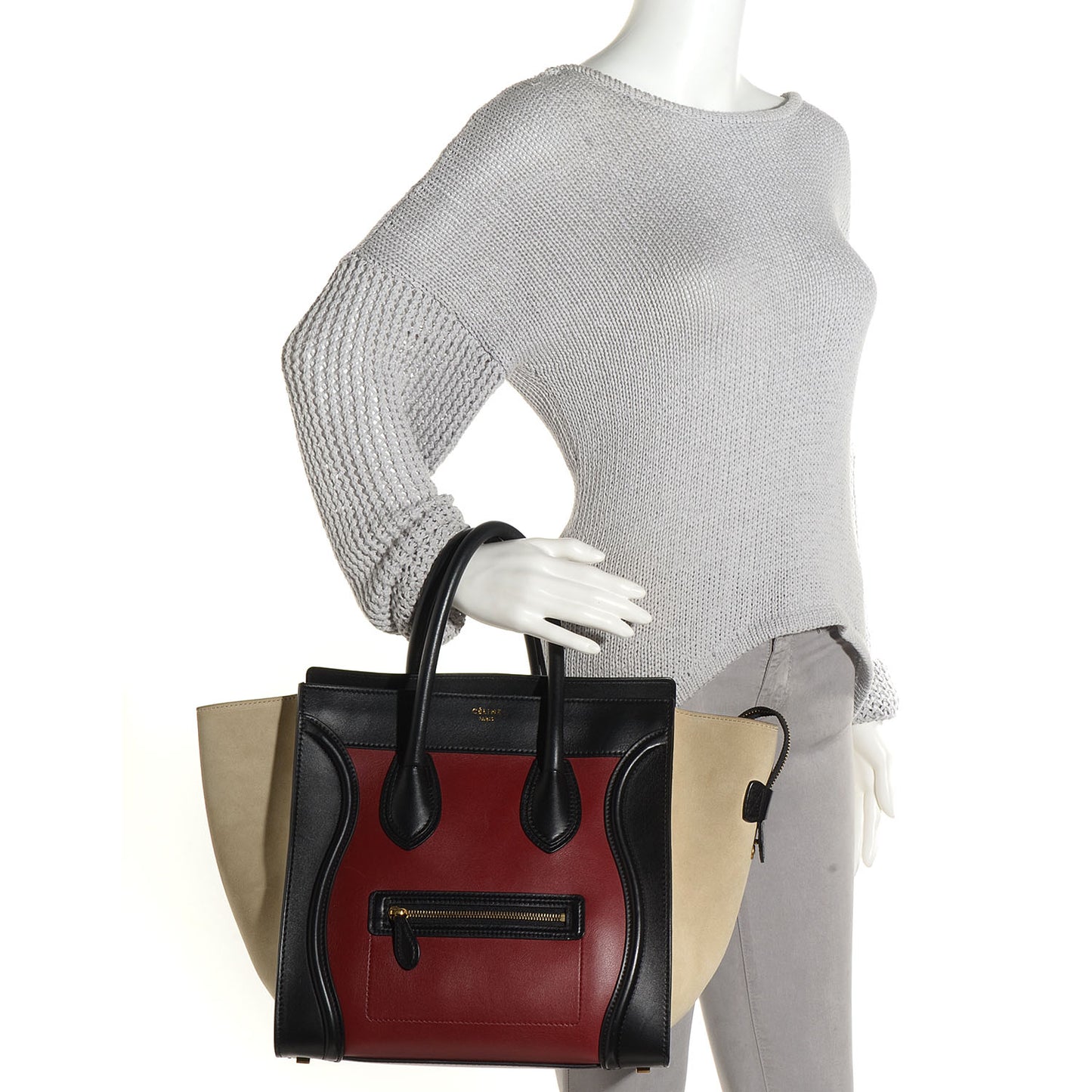 Smooth Calfskin Suede Mini Tri-Color Luggage Rust