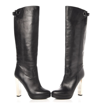 Valentino Garavani Calfskin Knee High Platform Boots 39 Black 6 of 8