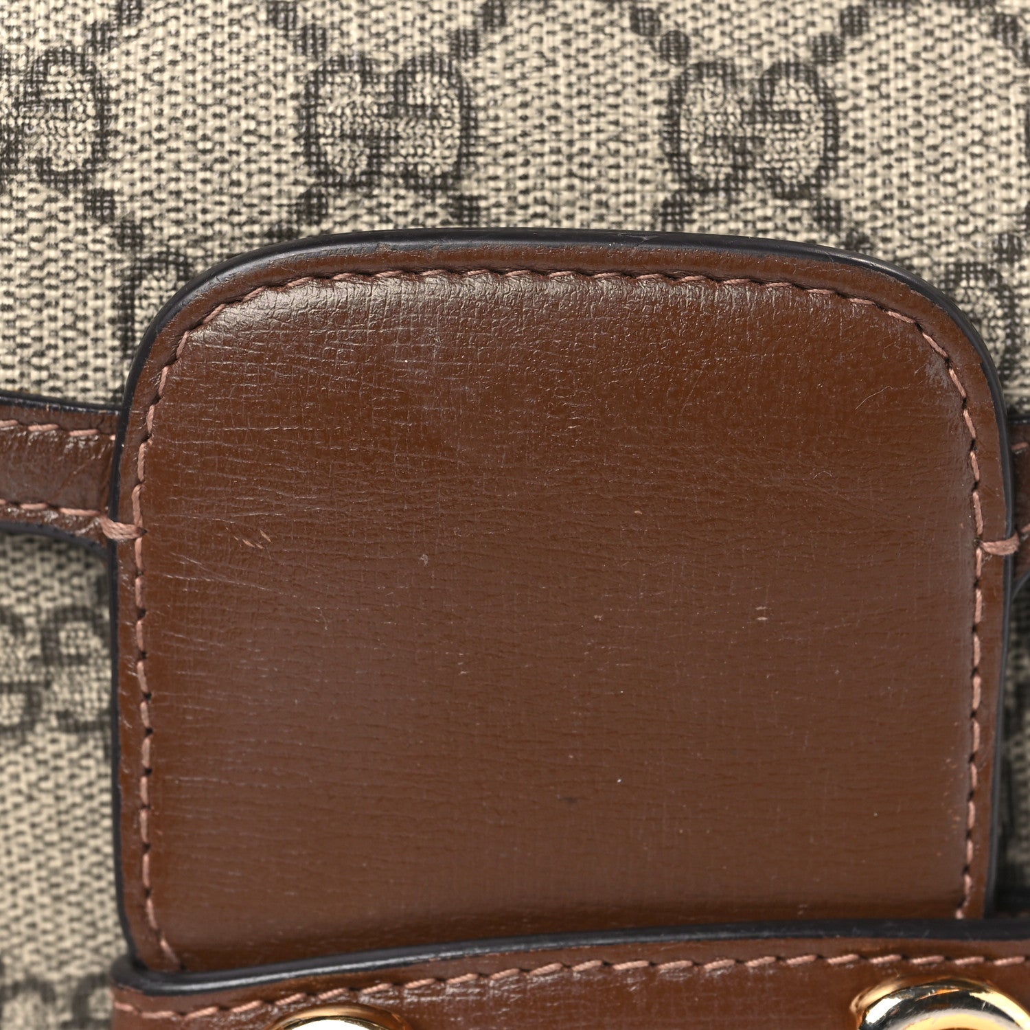 Gucci GG Supreme Monogram Azalea Calfskin Web Mini Horsebit 1955 Shoulder Bag Beige Ebony Brown Sugar 18 of 19