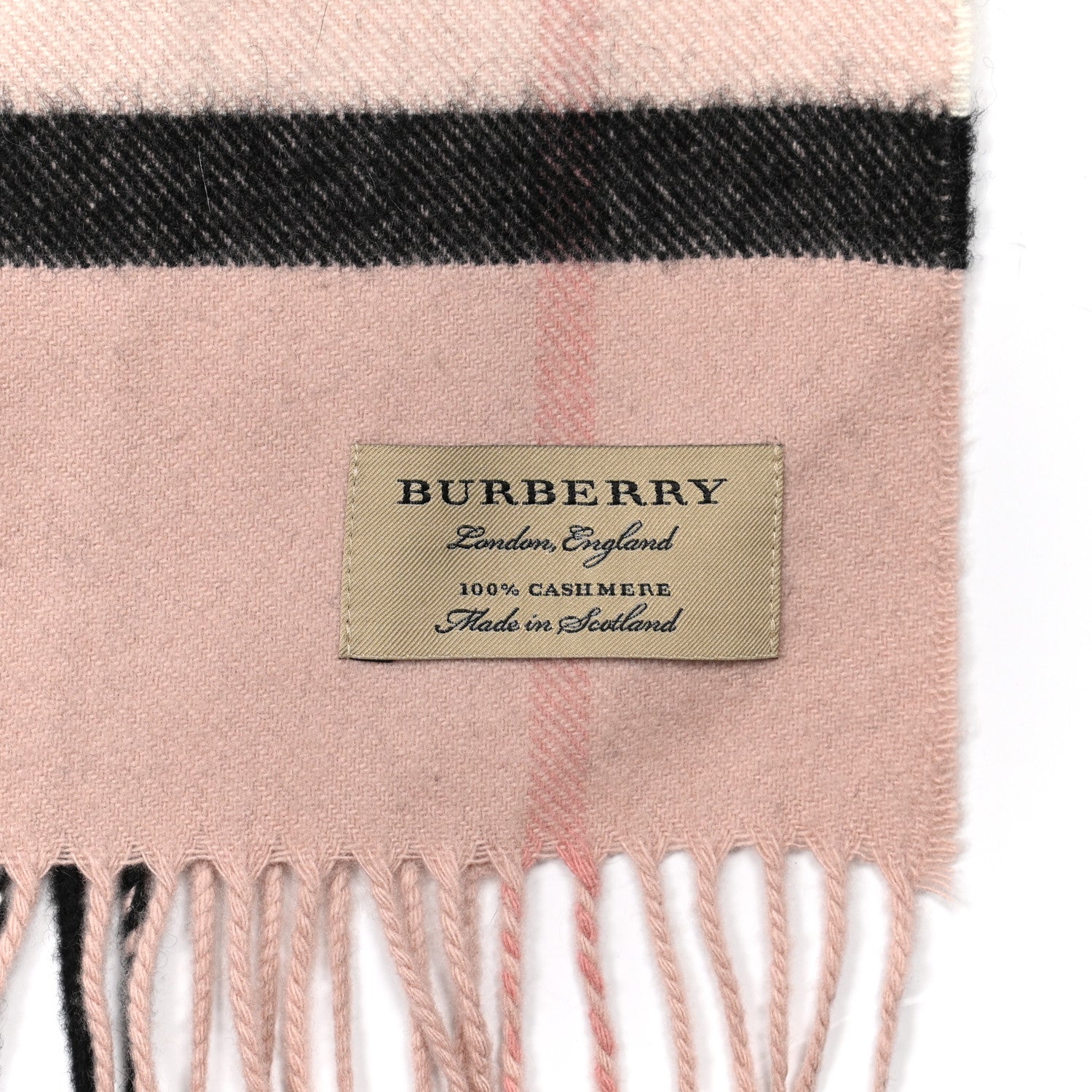 Burberry Cashmere Giant Heritage Check Fringe Scarf Ash Rose 3 of 3