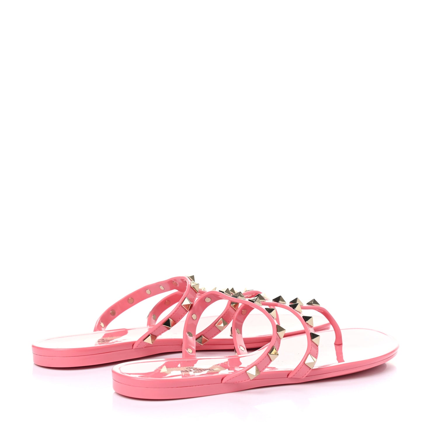 PVC Jelly Rockstud Caged Flat Thong Sandals 38 Sweet Pink