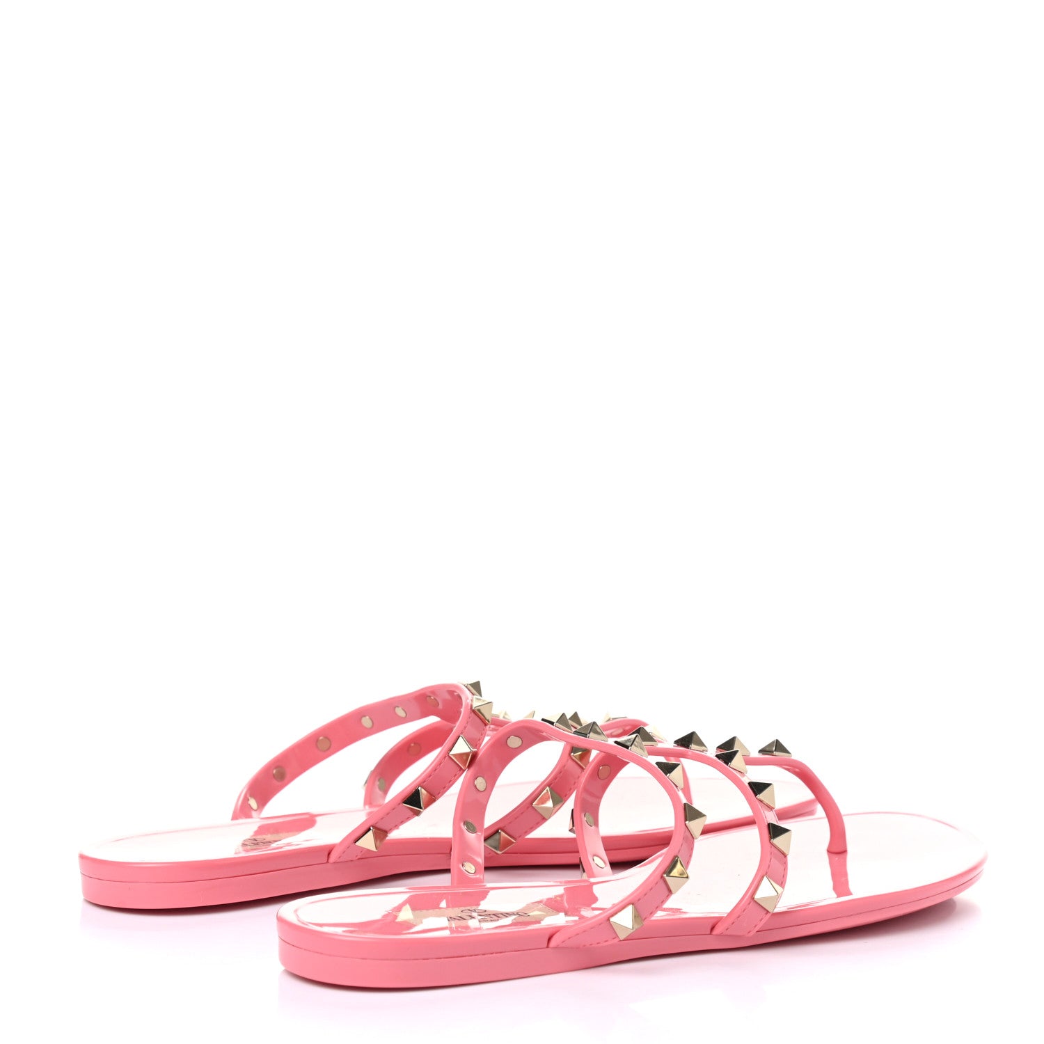 Valentino Garavani PVC Jelly Rockstud Caged Flat Thong Sandals 38 Sweet Pink 4 of 7