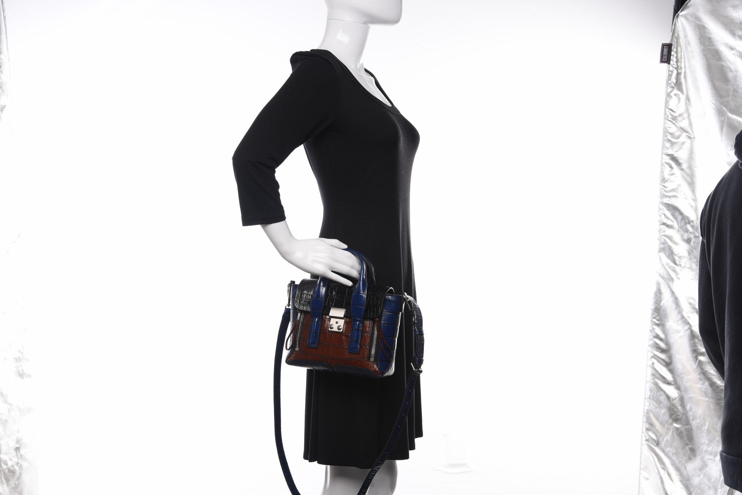 3.1 Phillip Lim 3.1 Calfskin Crocodile Embossed Mini Pashli Black Multicolor 3 of 13
