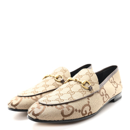 Gucci Monogram Jumbo GG Malaga Kid Horsebit Womens Jordaan Loafers 40.5 Camel Ebony New Acero Beige 4 of 10
