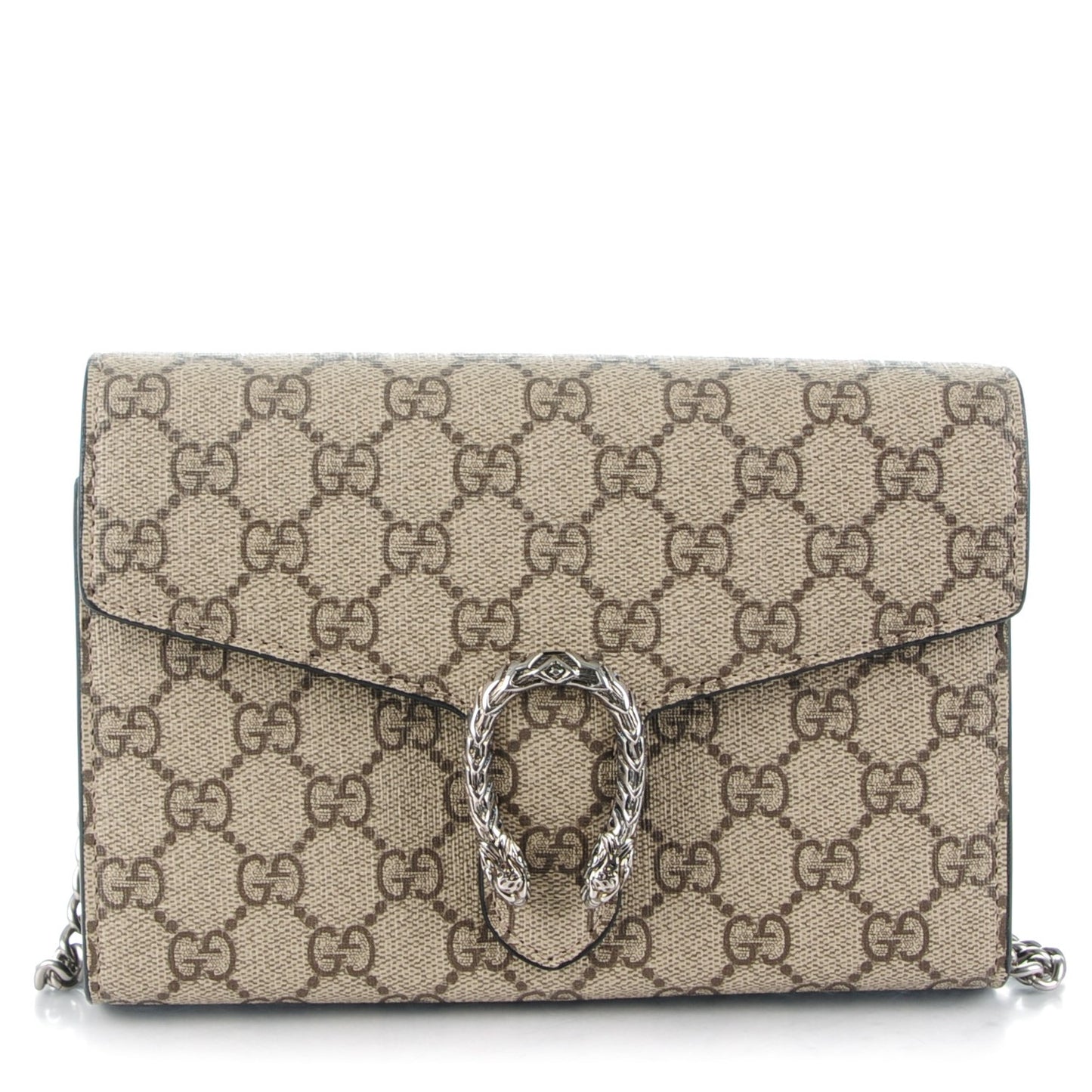 GG Supreme Monogram Mini Dionysus Chain Wallet Beige Black