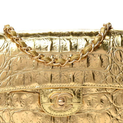 Chanel Metallic Calfskin Crocodile Embossed Cocodile Rectangular Mini Flap Gold 11 of 11