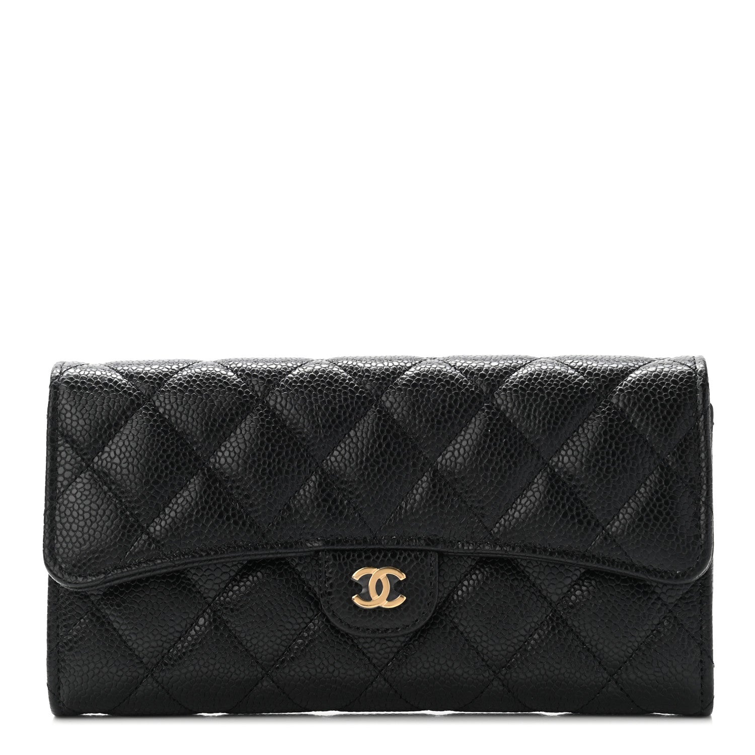Chanel Caviar Quilted Large Gusset Flap Wallet Black 1 of 8