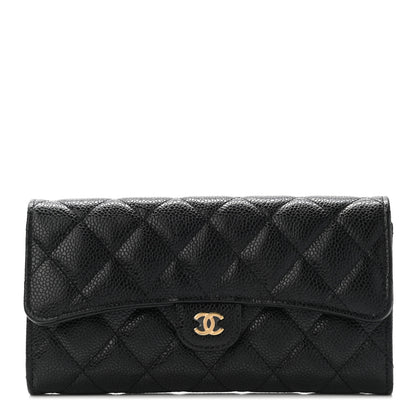 Chanel Caviar Quilted Large Gusset Flap Wallet Black 1 of 8