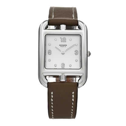 Hermes Stainless Steel Swift Diamond Mother of Pearl 23mm Cape Cod Quartz Watch Etoupe 1 of 5