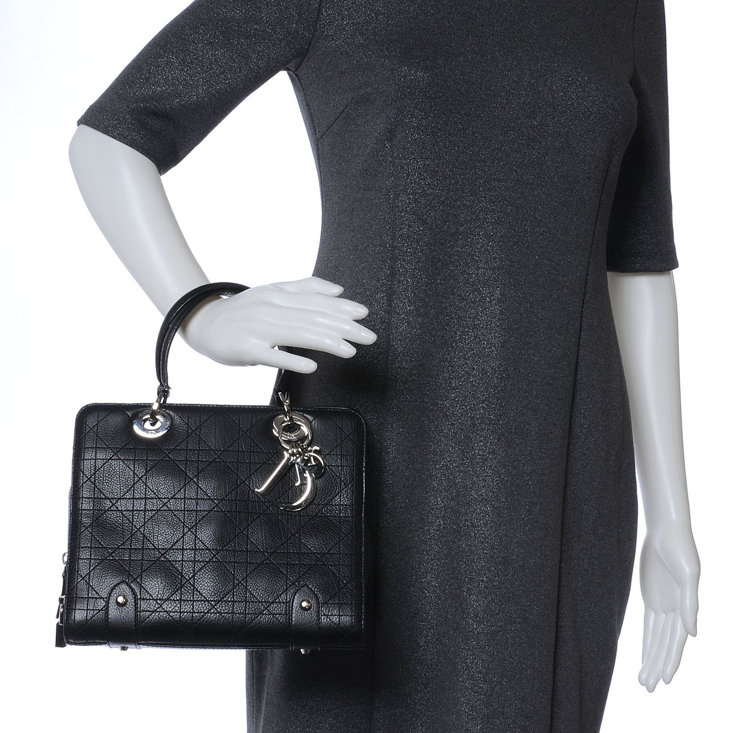 Leather Cannage Soft Lady Dior Small Handbag Black