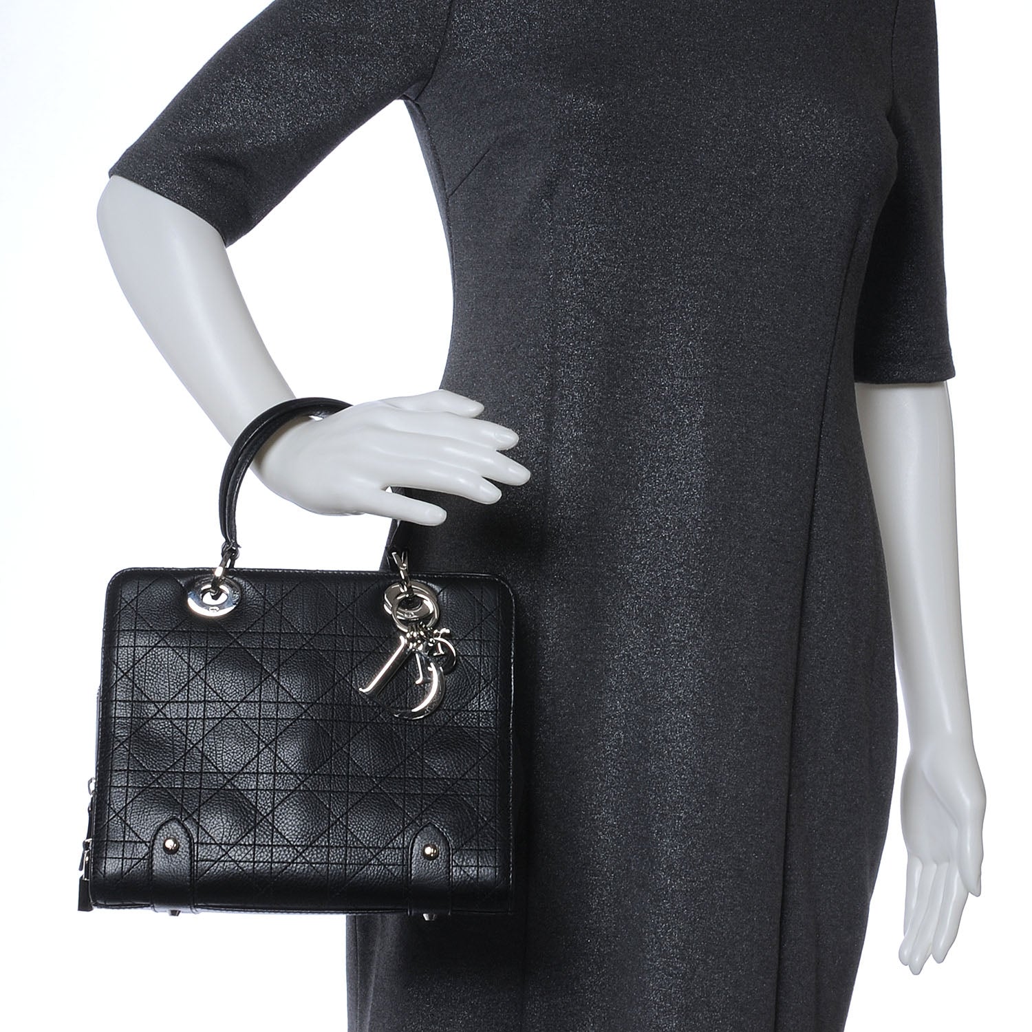 Christian Dior Leather Cannage Soft Lady Dior Small Handbag Black 2 of 7