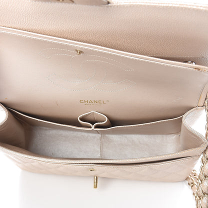 Chanel Pearly Caviar Quilted Jumbo Double Flap Light Beige 5 of 12